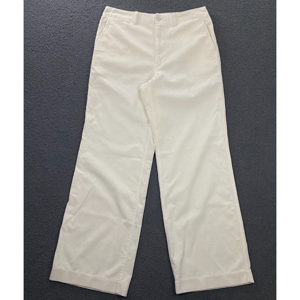 Polo‎ Ralph Lauren Pants Womens 10 Ivory Corduroy Wide Leg High Rise Chino